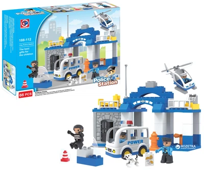Дитяча іграшка Конструктор "Полицейская станцiя", великі деталі, 66 елементів 188-112 KID'S HOME TOYS