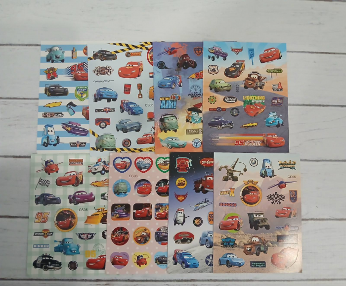 Набір 150 шт наліпок вінілових з зображенням машинок (3990)