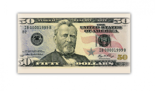 Конверт подарунковий для грошей купюри 1005 (50 доларів)