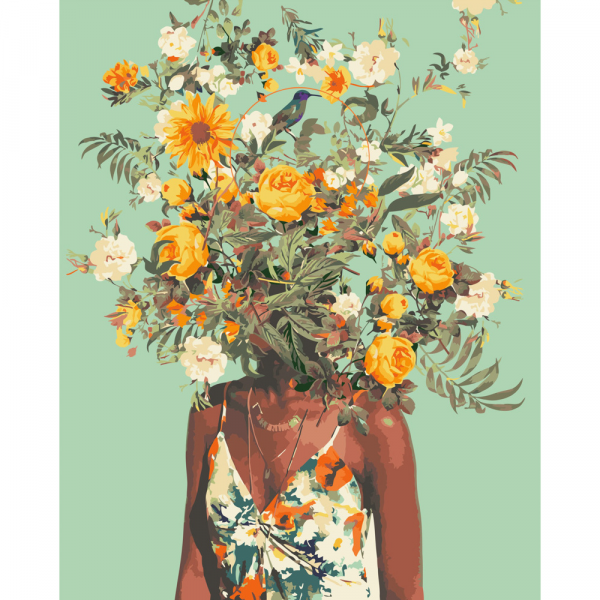 Живопис розпис картина за номерами Квітуча голова Strateg розміром 40х50 см (GS488)