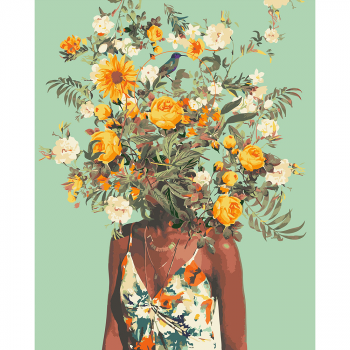 Живопис розпис картина за номерами Квітуча голова Strateg розміром 40х50 см (GS488)