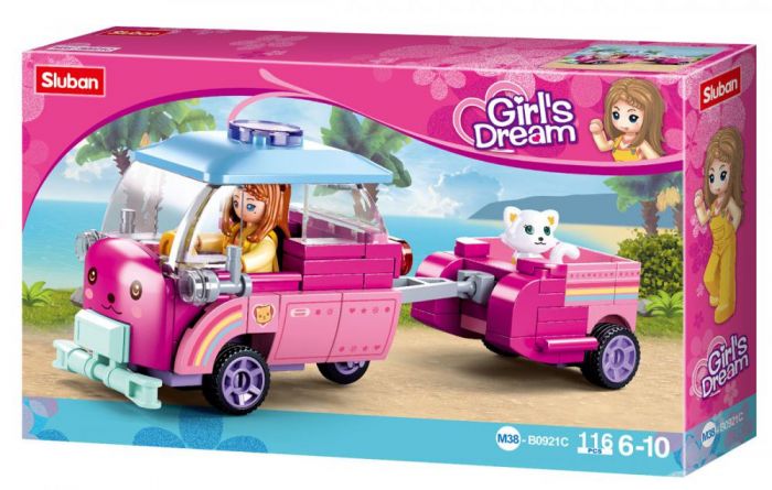 Дитяча іграшка конструктор для дівчаток машинка з причепом SLUBAN M38-B0921C Girls Dream 116 деталей