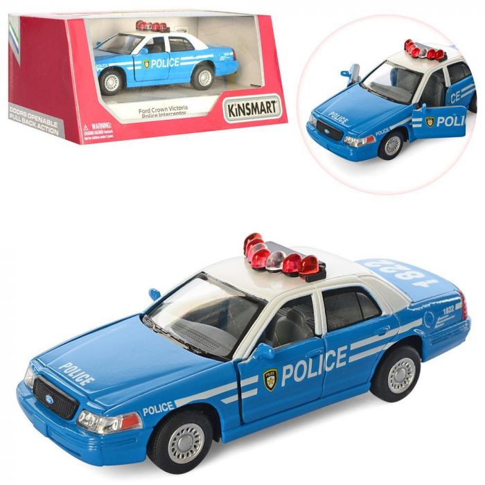 Дитяча іграшка поліцейський автомобіль Ford Crown Victoria Police (Blue) KT 5342 AW метало - пластиковий корпус, відчиняються двері