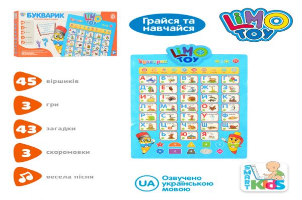 Дитяча розвиваюча та навчальна іграшка інтерактивний плакат абетка буквар 7031 UA-CP  килимок озвучено українською мовою