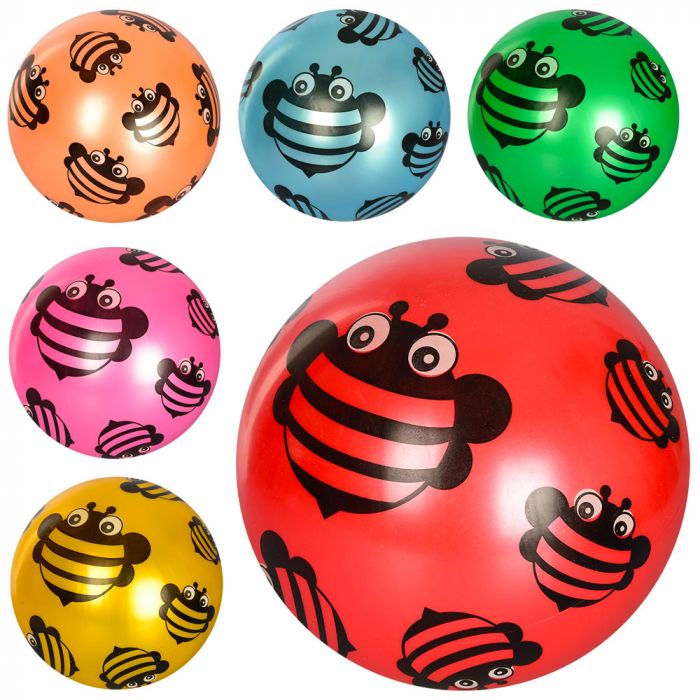 Дитяча іграшка м'яч дитячий MS 1903 9 дюймів бджола малюнок 60-65г 6 кольорів