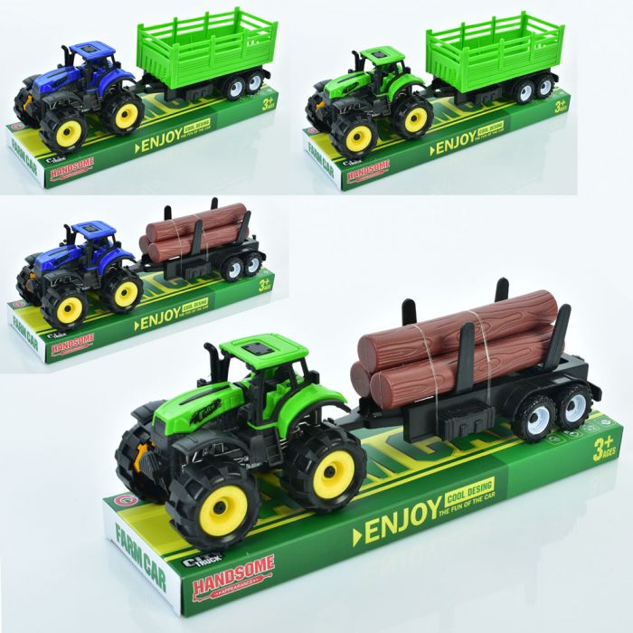 Дитяча іграшка трактор 9870A tractor toy , інерційний 10,5 см, 3 кольори, у слюді
