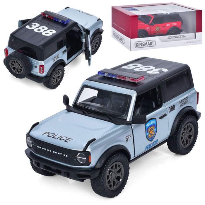 Дитяча іграшка поліцейський автомобіль 2022 Ford Bronco (police) KT 5438 WPR метало - пластиковий корпус, відчиняються двері
