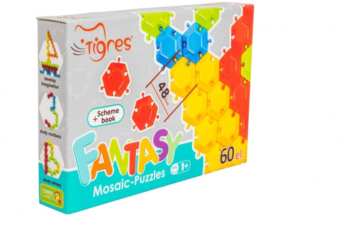 Дитяча іграшка для малюка мозаїка-пазли фантазія, 60 елементів (39124) Тигрес