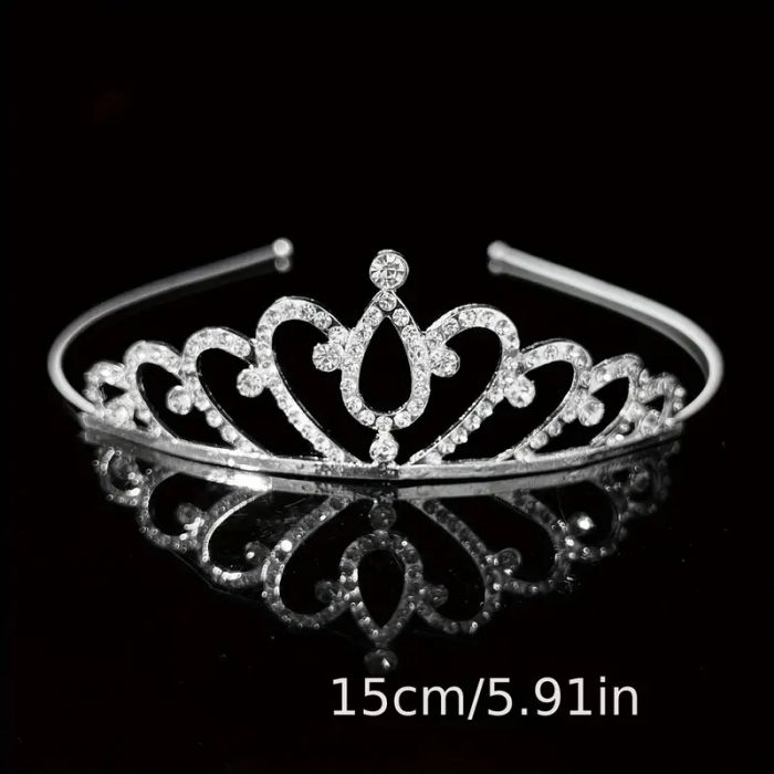 Діадема (тіара) корона A-77 колір срібро (silver), матеріал метал 165566 tiara