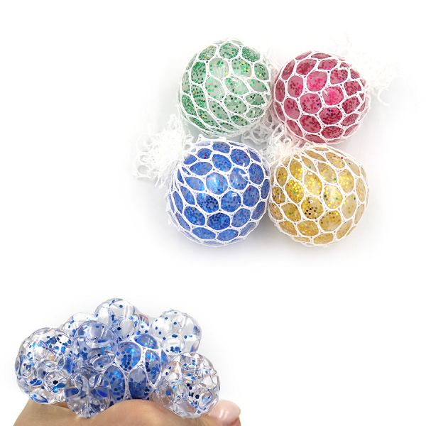 Дитяча іграшка антистрес 5см, блискітки у сітці, 9488