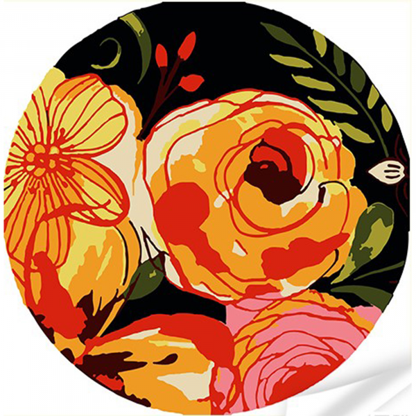 Живопис розпис картинаі вініл за номерами Рожево-жовті квіти Strateg розміром 30х30 см (GP-11)