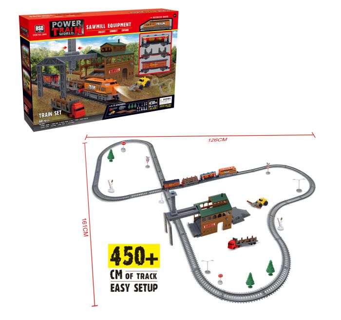 Дитяча іграшка залізниця 450 см з лісопилкою Power Train World BSQ® 2083
