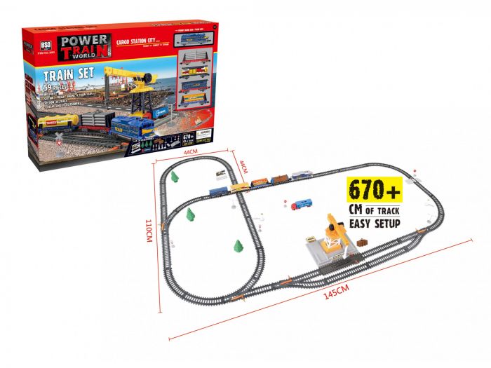 Дитяча іграшка залізниця 670 см з підйомним краном Power Train World BSQ® 2082