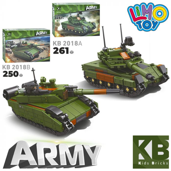 Дитяча іграшка конструктор  танк KB 2018 2 види 250 або 261 деталь