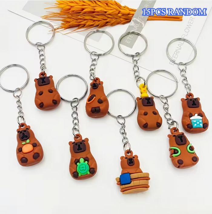 Дитяча іграшка брелок фігурка капібара (4130) підвіска з металевим кільцем