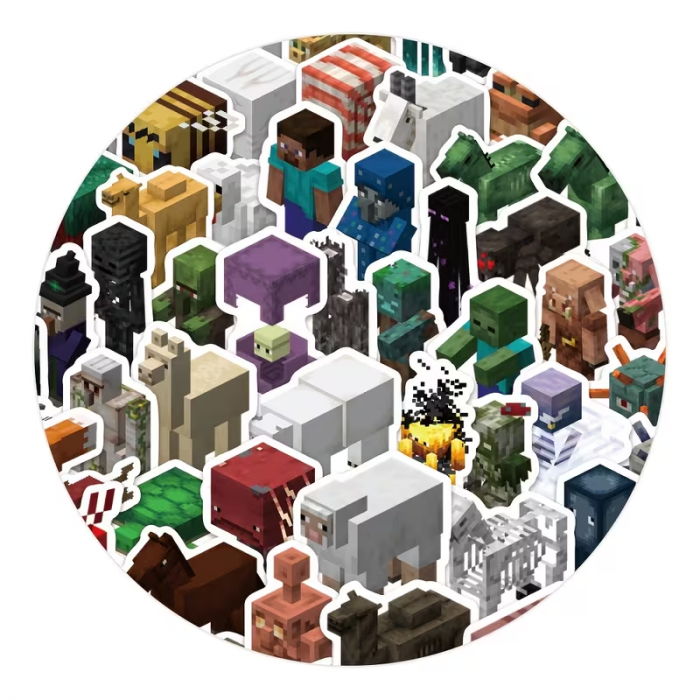 Наліпка зображення героїв гри Майнкрафт Minecraft набір 80 шт (4640) ціна за набір
