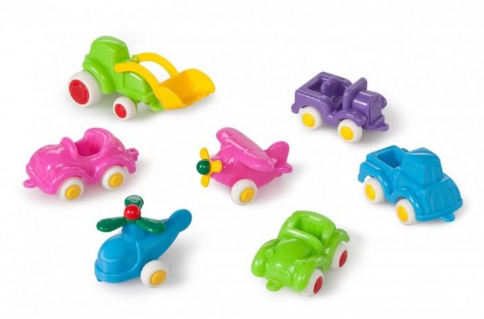 Дитяча іграшка машинка 7 см яскраві кольори 6 видів Viking Toys 1136 витримує навантаження до 100 кг