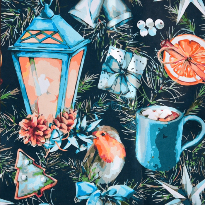 Живопис розпис картина за номерами Новорічний настрій Strateg розміром 40х40 см(SK062)