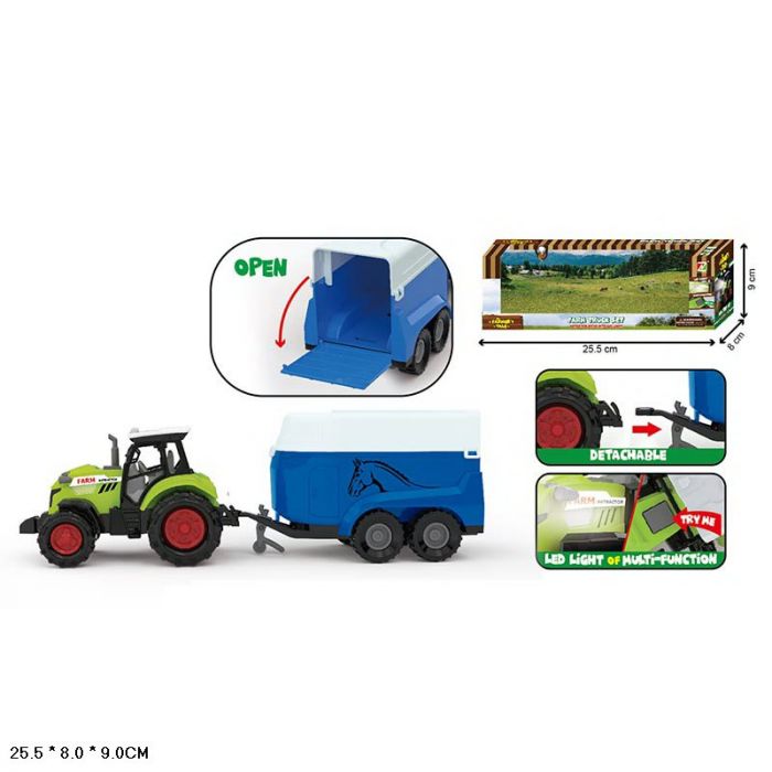 Дитяча іграшка трактор з причепом 550-3P tractor toy на батарейках світло звук ( відео в описі)