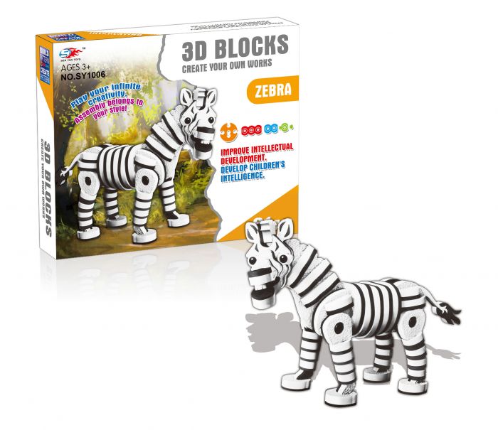 Дитяча іграшка об'ємний м'який 3d конструктор зебра 81 дет. SEN YAN TOYS™ SY1006
