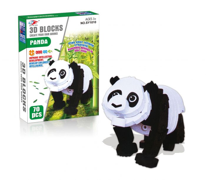 Дитяча іграшка об'ємний м'який 3d конструктор панда 70 дет. SEN YAN TOYS™ SY1010