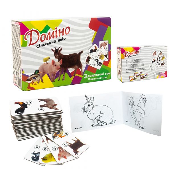 Настільна гра дитяче доміно сільський двір 30766 Strateg, в кор-ці 17,5-11,8-5,6 см