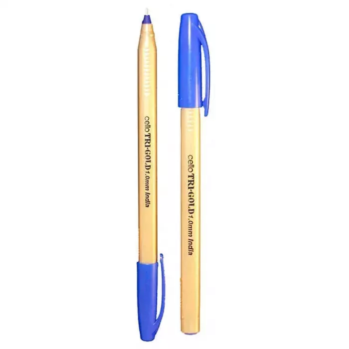 Ручка для письма синя 1,0 мм, масляна Cello Trimate GOLD (TriGOLDBL)