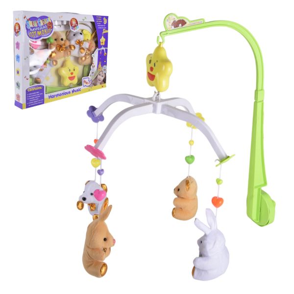 Дитяча іграшка на ліжечко кроватку мобіль карусель D062 музична підвіски м'яконабивні іграшки