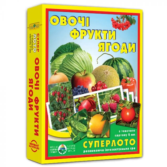 Дитяча настільна гра (вік 3+) супер лото, навчальна, серія офочі та фрукти (КФІ 1992)