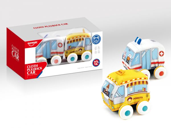 Дитяча іграшка машинка HE0240 HUANGER® 2 шт інерційна в м'якому корпусі відео в описі