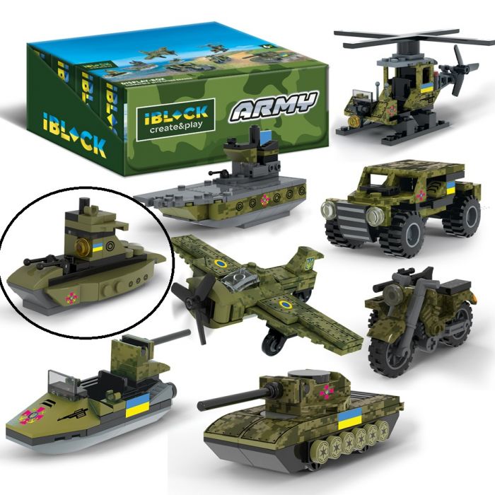 Дитяча іграшка конструктор підводний човен IBLOCK арт. PL-921-424 (4) Армія, 44 деталі