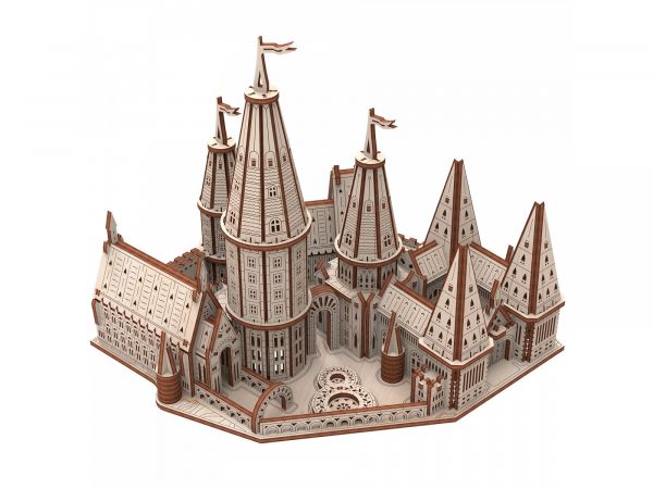 Дитяча іграшка конструктор механічний дерев'яний 3D таємничий замок Школа чаклунства 10416 MR.PLAYWOOD