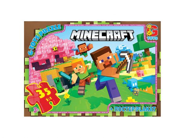 Дитяча гра пазли із серії  Minecraft (Майнкрафт) 35 елементів MC797 ТМ G-Toys