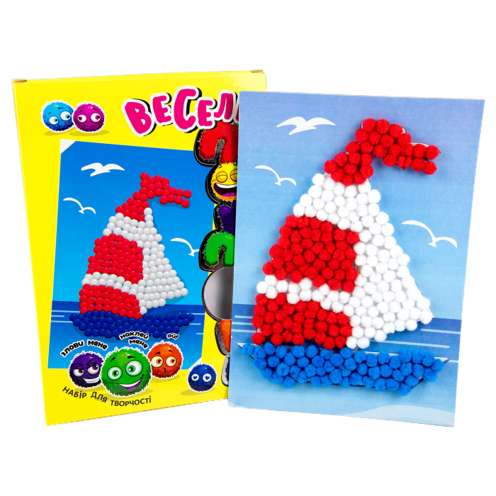 Набір для творчості 30995 "Веселі помпони - кораблик" (укр.) в кор-ці 30см-21,7см-1,4см