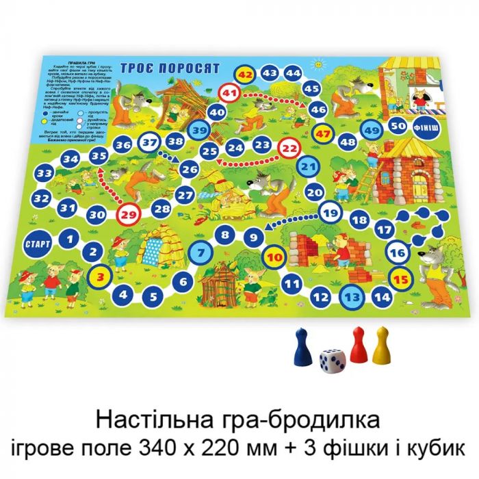 Дитяча настільна гра - бродилка (вік 3+) троє поросят (КФІ 2494)