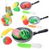 Дитяча іграшка продукти що розрізаються на липучці 3шт, сковорідка, ніж, 3 види (овочі/фрукти), 4013