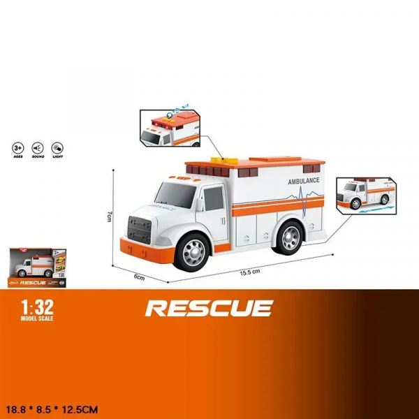 Дитяча іграшка машинка швидка допомога WY1109B (4142) світло, звук, відео в описі 