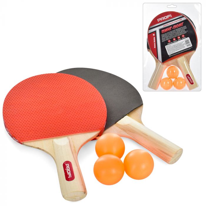 Ракетка для тенісу MS 0214-1 2 шт EVA ручка дерев'яна 3 кульки сітка