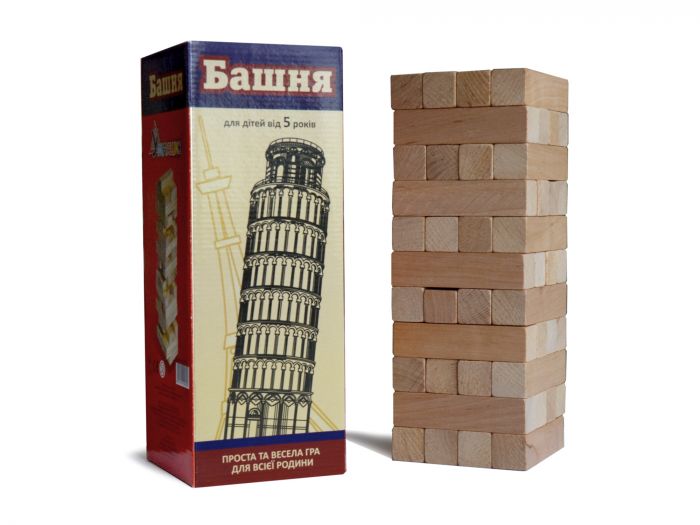 Настільна гра джанга Jenga дженга 44 бруска (башня дерев'яна) УМНЯШКА