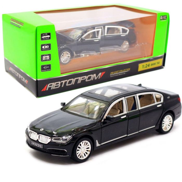 Дитяча іграшка автомобіль BMW 760LI чорний колір (відео в описі) 7695 (7965) АВТОПРОМ, відчиняються двері, світло та звук
