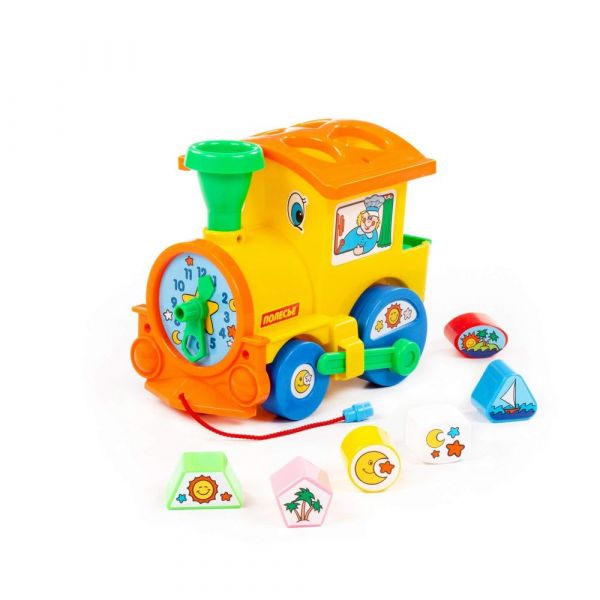 Дитяча іграшка потяг (паровоз) сортер 6189 у сіточці, відео в описі 