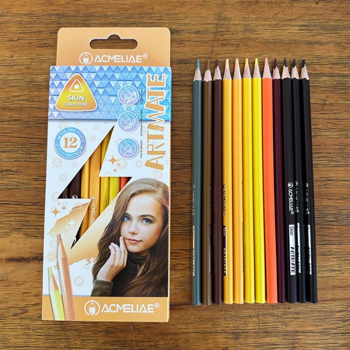 Олівці кольорові 12 кольорів тон шкіри ACMELIAE 8802 SKIN color tone