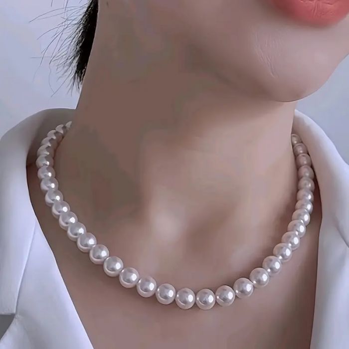 Елегантне намисто із штучними перлами (прикраса для шиї, аксесуари для дівчат) колір білий 9600732698