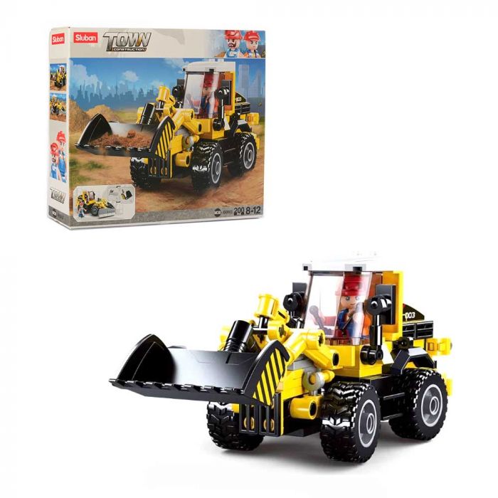 Дитяча іграшка конструктор трактор навантажувач бульдозер 18 см 200 деталей M38-B0803 SLUBAN серія Town (місто) tractor toy