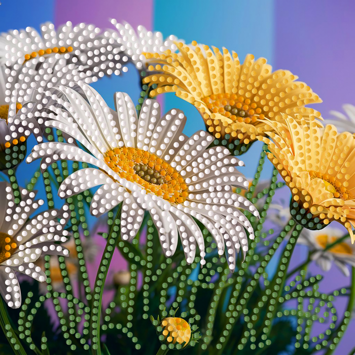 Набір для творчості алмазна картина Жовто-білий букет Strateg розміром 18х18 см (ZAV1818-18)