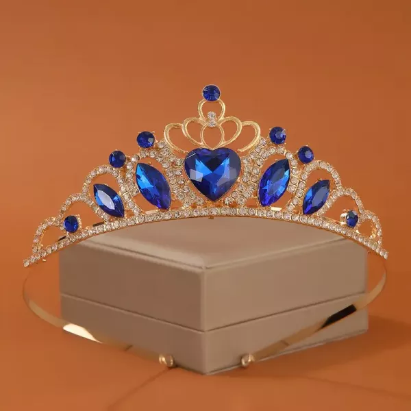 Діадема (тіара) корона з блакитний камінням, колір золото (gold), матеріал корпусу метал (tiara) HG-136-J