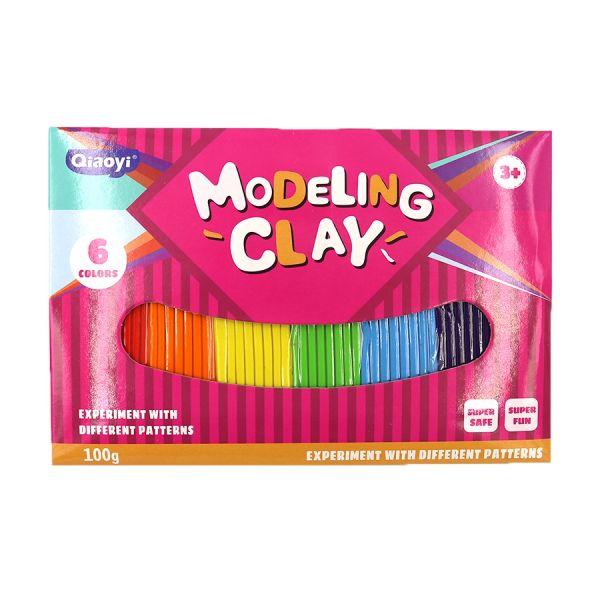 Пластилін 6 кольорів 200 грам Modeling Clay Qiaoyi 8020 (набір для дитячої творчісті , набір для ліплення)