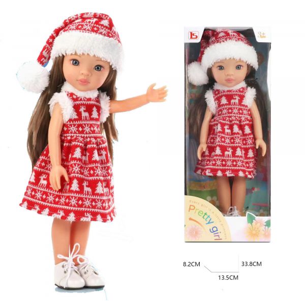 Дитяча іграшка лялька пупс в різдвяному вбрані, розмір 33см LS1301-6 LS