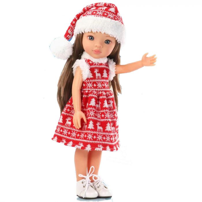 Дитяча іграшка лялька пупс в різдвяному вбрані, розмір 33см LS1301-6 LS
