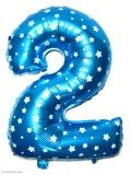 Кулька цифра 2 надувна фольгована синя, 65-75 см, ціна за 1шт